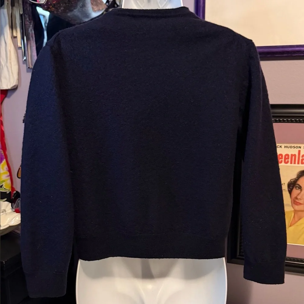 John Ashford Argyle Retro Italian Merino Wool Shrunken Cropped Sweater